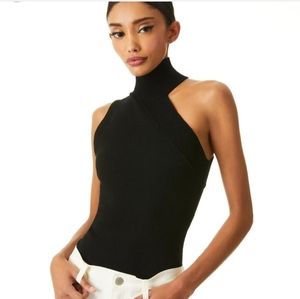 Alice + Olivia Kiki Multi-Stitch Turtleneck Cutout Tank  Size LARGE